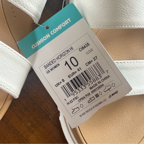 REEF Banded Horizon White Double Strap Platform Sandal Slide 10 - Picture 9 of 9